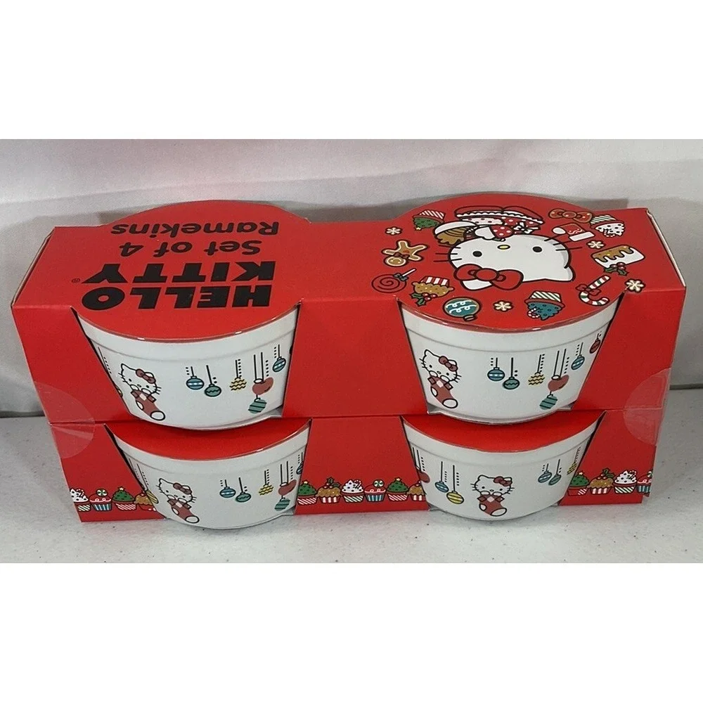 Sanrio Hello Kitty Christmas Ornaments Holiday Set Of 4 Baking Ramekins